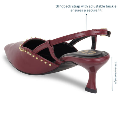 Maroon Rivet Pumps