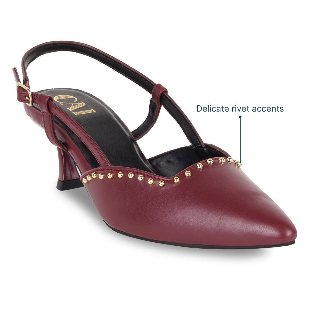 Maroon Rivet Pumps