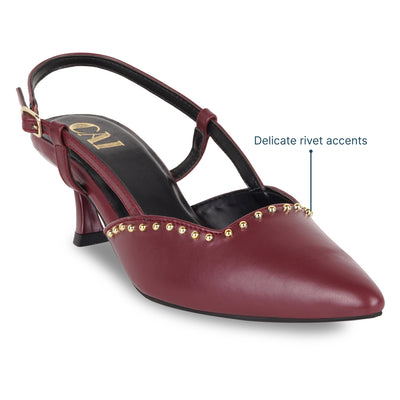 Maroon Rivet Pumps
