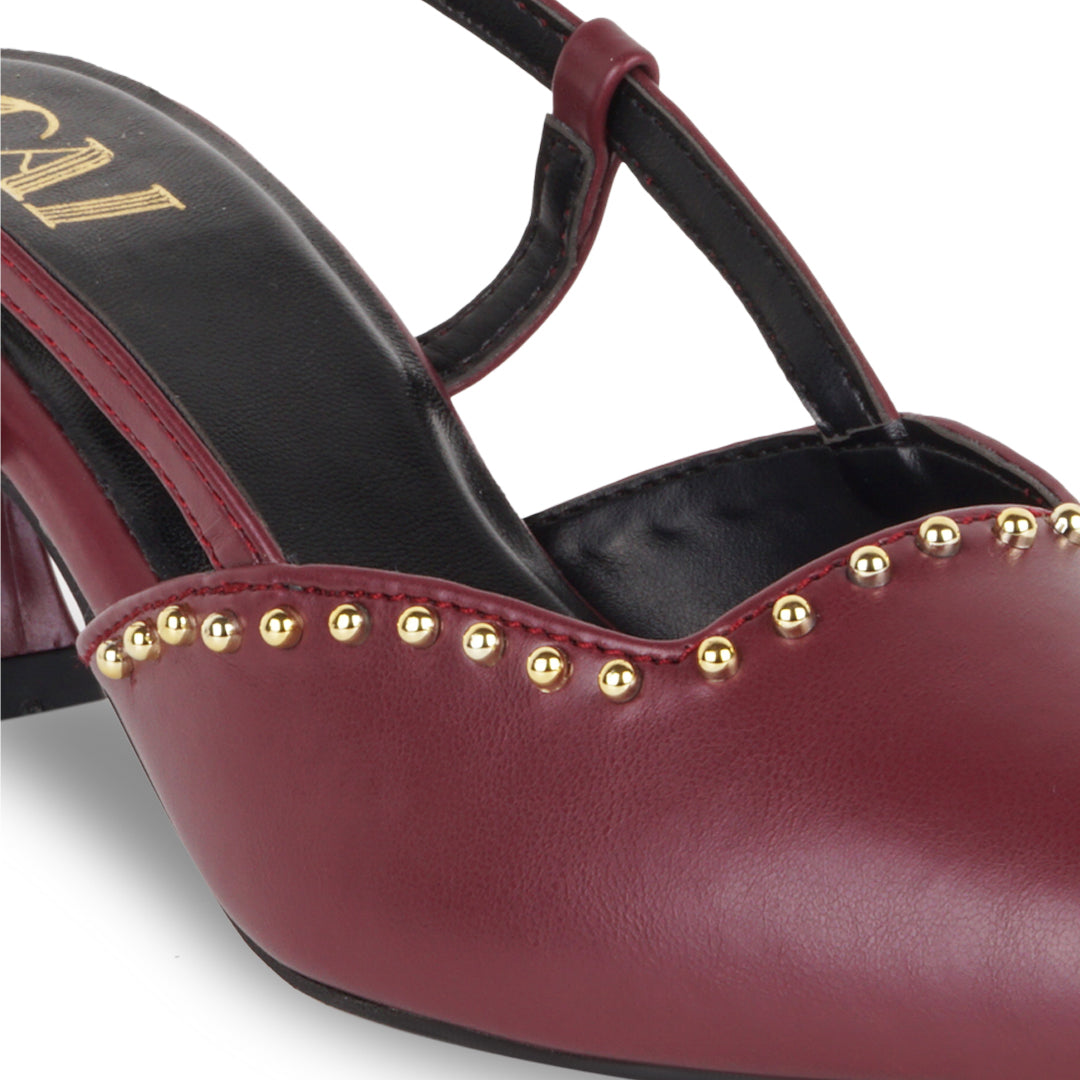Maroon Rivet Pumps