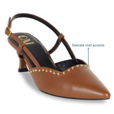 Brown Rivet Pumps