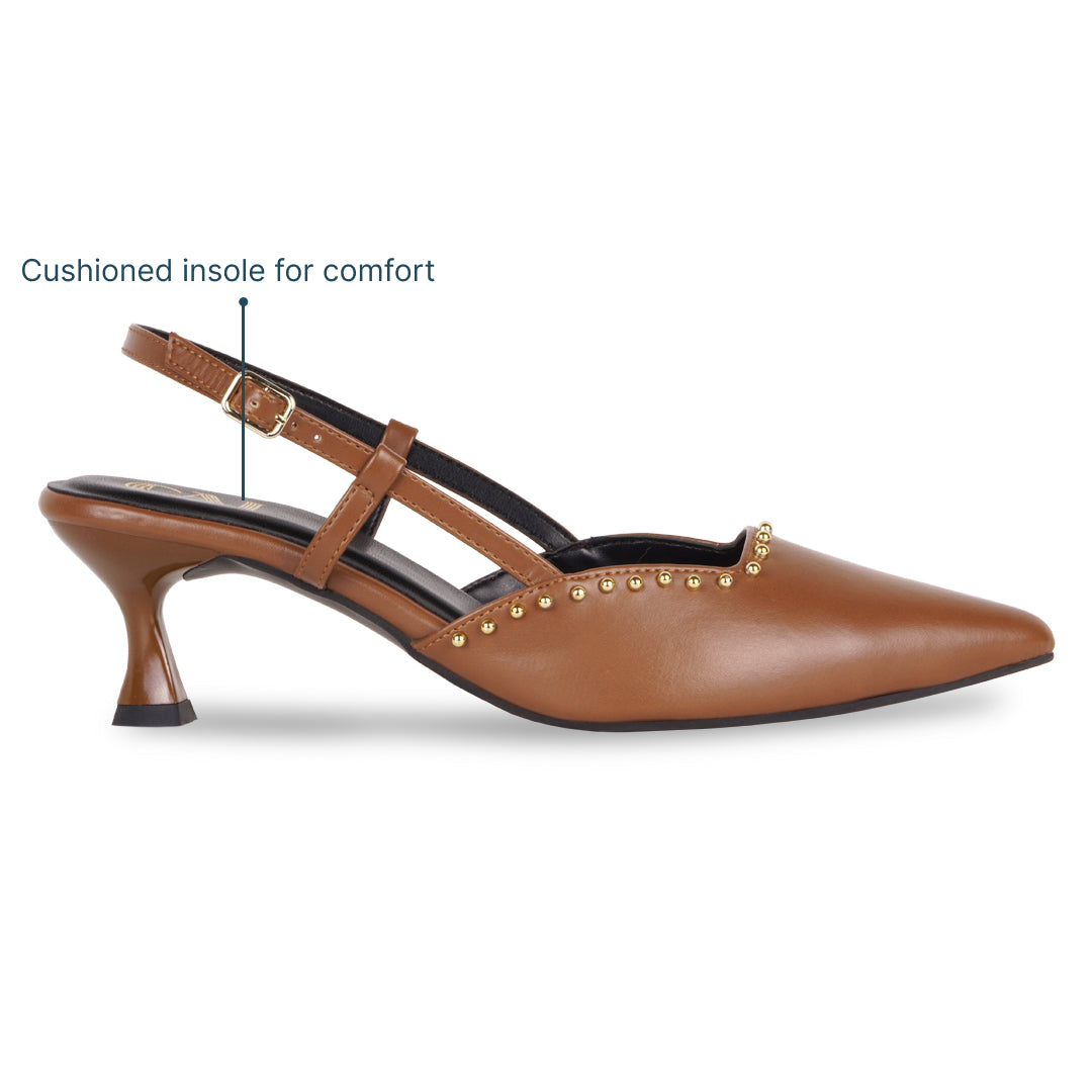 Brown Rivet Pumps