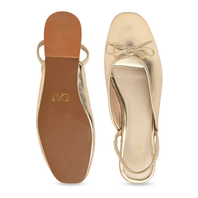 Gold Bow Ballet Flats