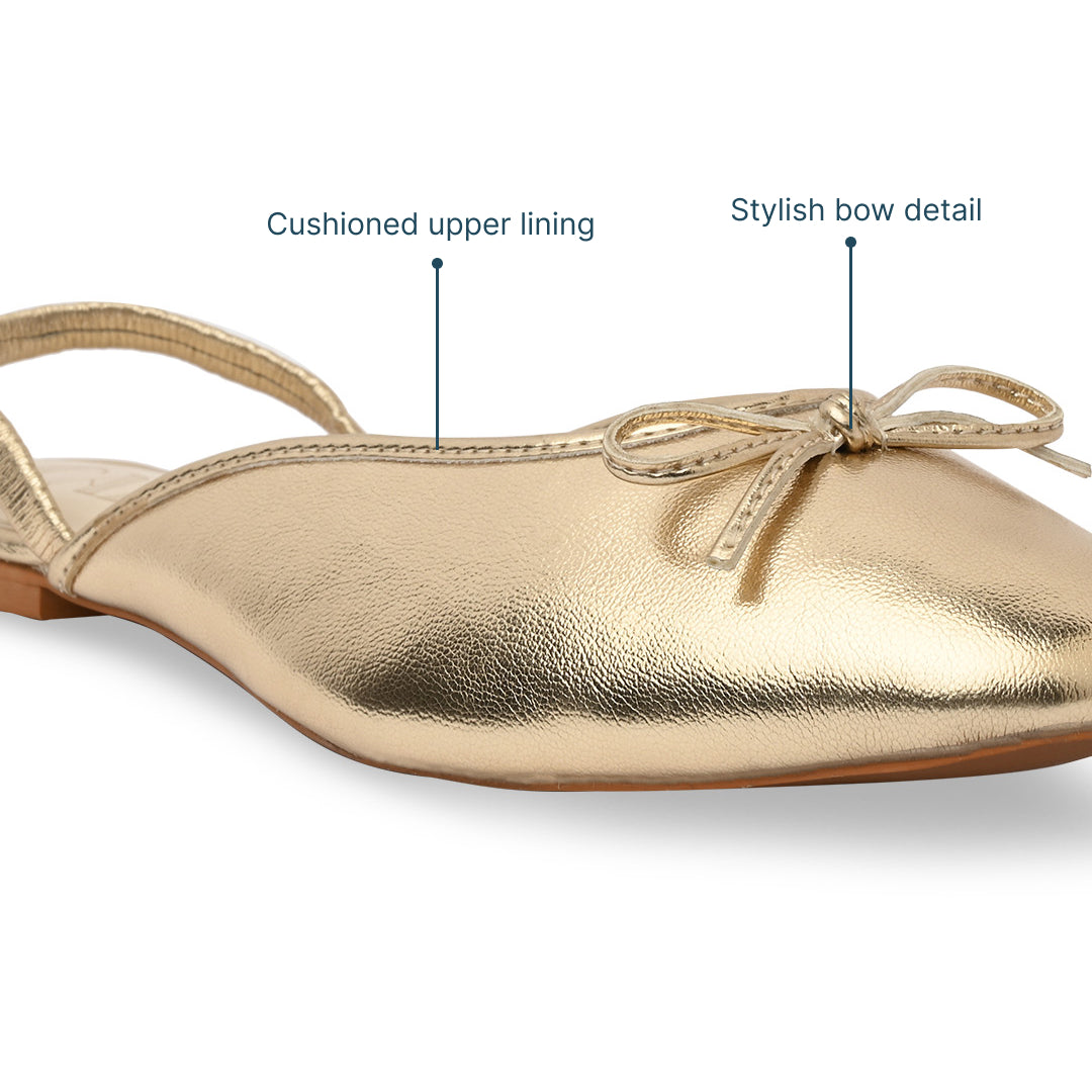 Gold Bow Ballet Flats