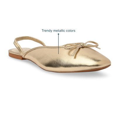 Gold Bow Ballet Flats