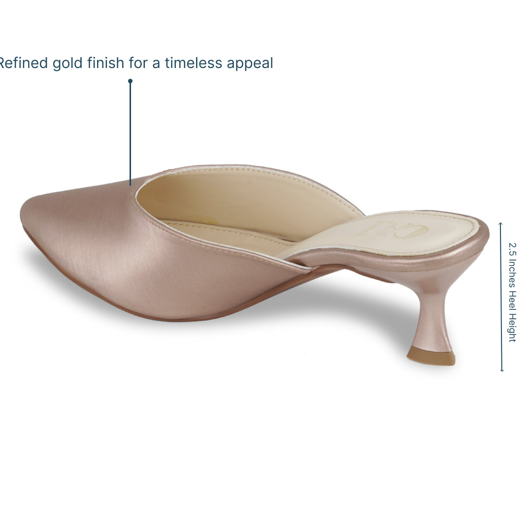 Radiant Rosegold Mule Pumps