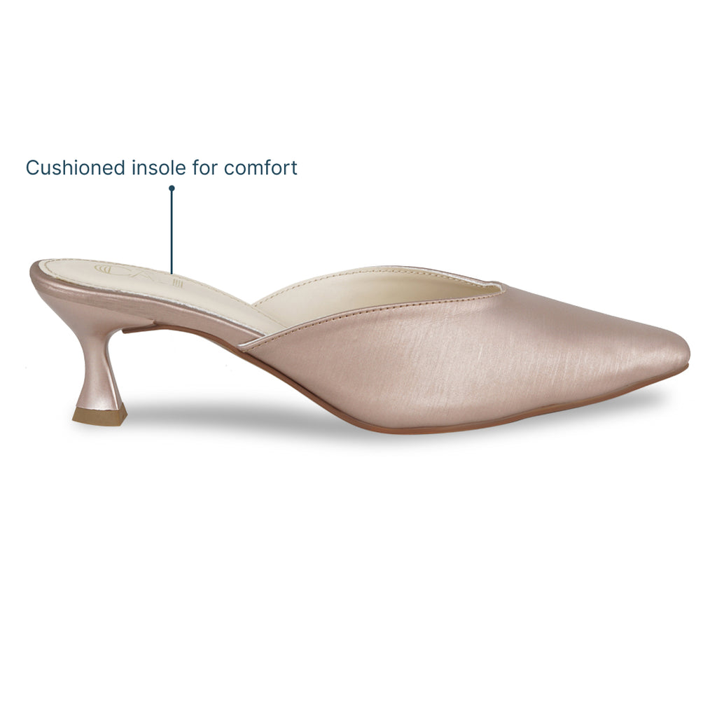 Radiant Rosegold Mule Pumps