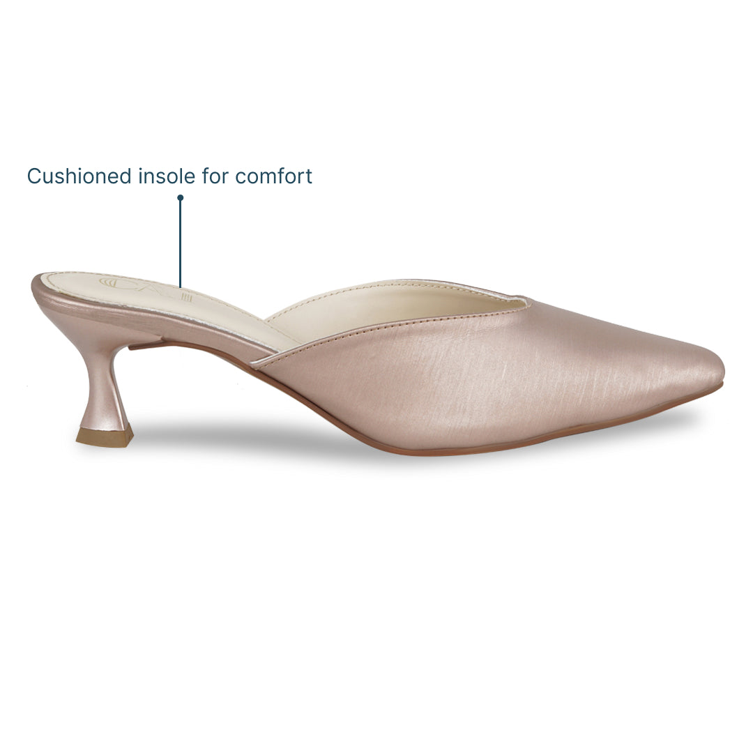 Radiant Rosegold Mule Pumps