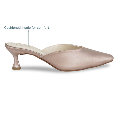 Radiant Rosegold Mule Pumps
