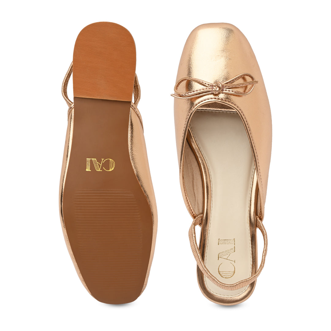 Rosegold Bow Ballet Flats