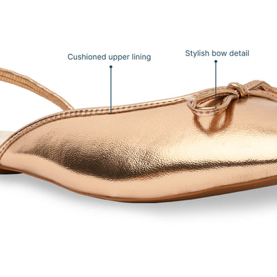 Rosegold Bow Ballet Flats