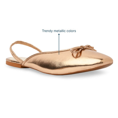 Rosegold Bow Ballet Flats