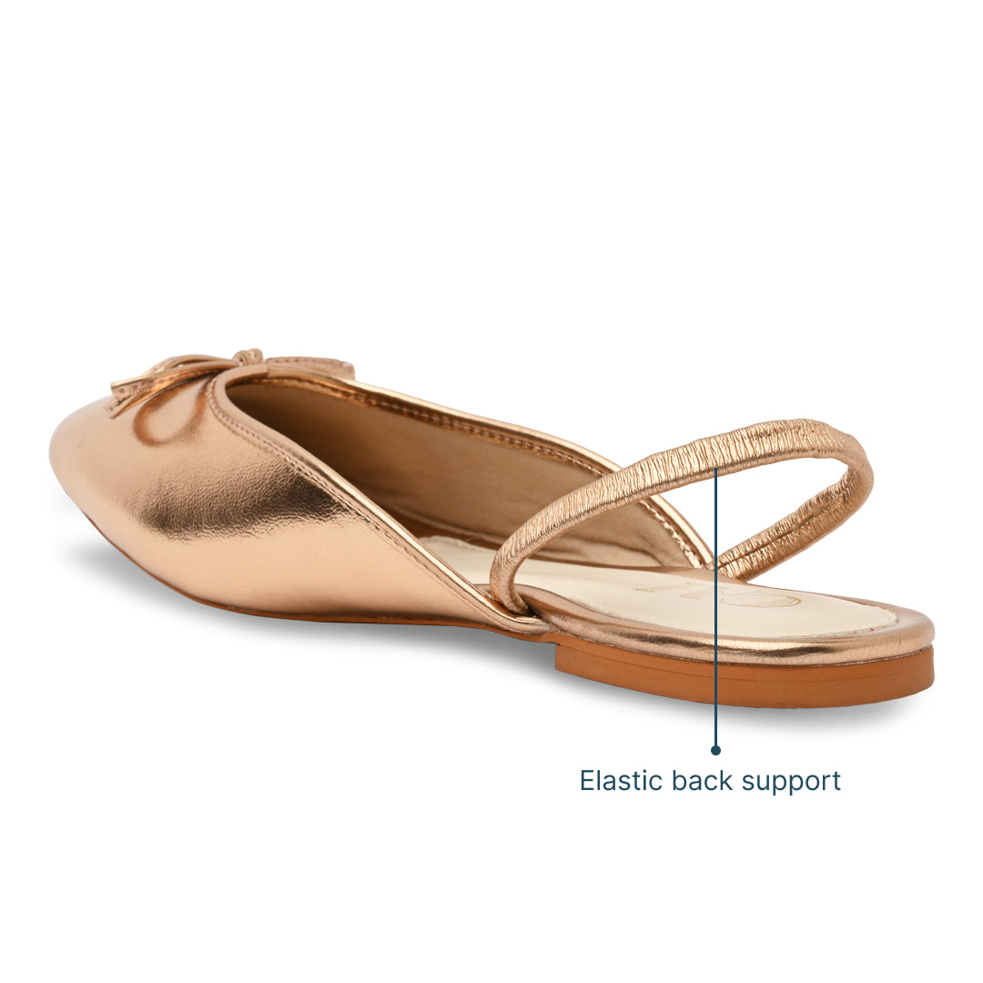 Rosegold Bow Ballet Flats