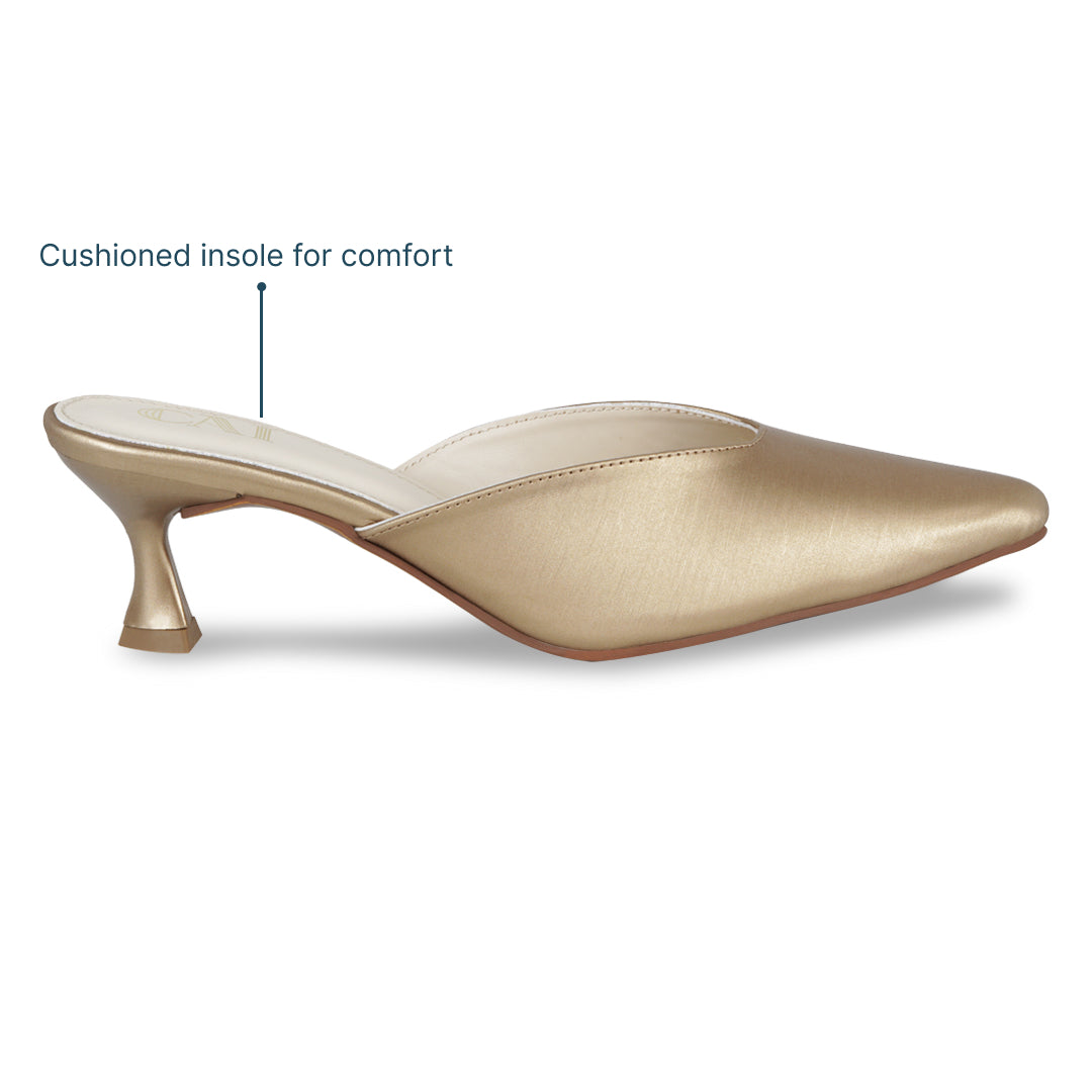 Radiant Gold Mule Pumps