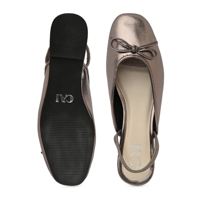 Gunmetal Bow Ballet Flats