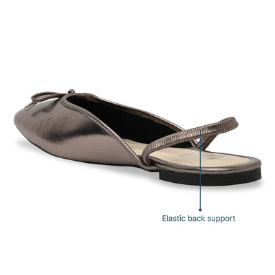 Gunmetal Bow Ballet Flats