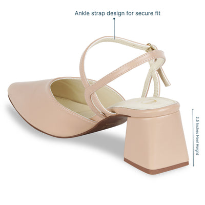 Peach Ankle Strap Pumps