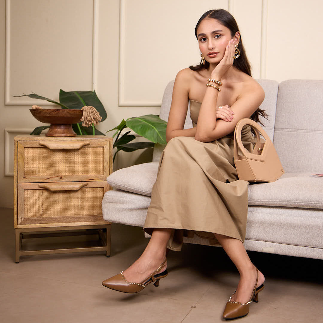 Brown Rivet Pumps
