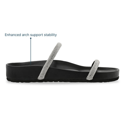 Black Shine Strap Flats