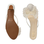 White Pearl Ruffle Heels