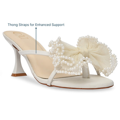 White Pearl Ruffle Heels