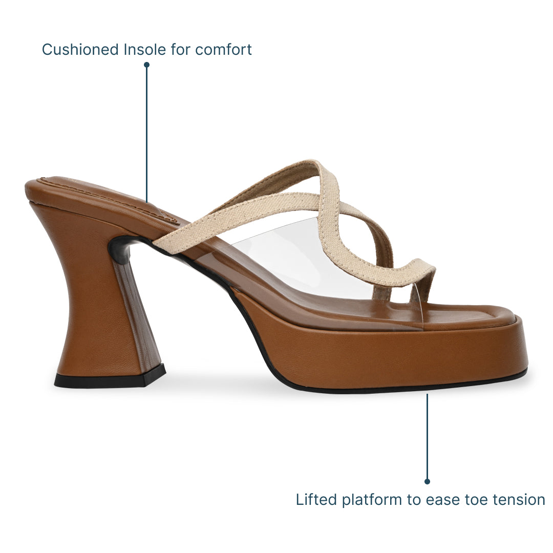 Transparent Twisted Tan Heel