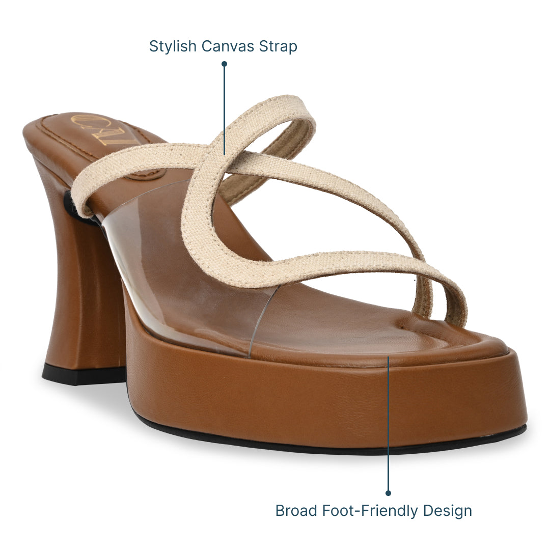 Transparent Twisted Tan Heel