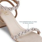 Floral Ankle Strap Gold Heels