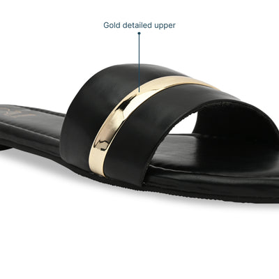 Black and gold basic Flats