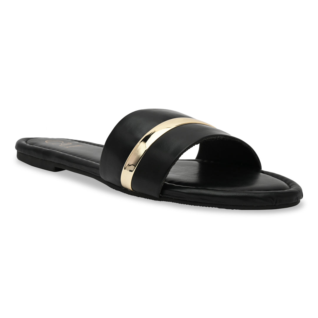 Black and gold basic Flats