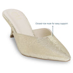 Gold Crinkle Mule Pumps