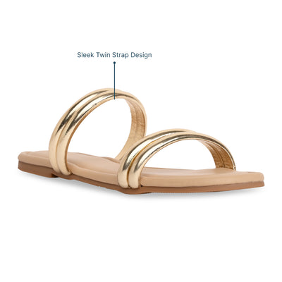 Twin Strap Gold Flats