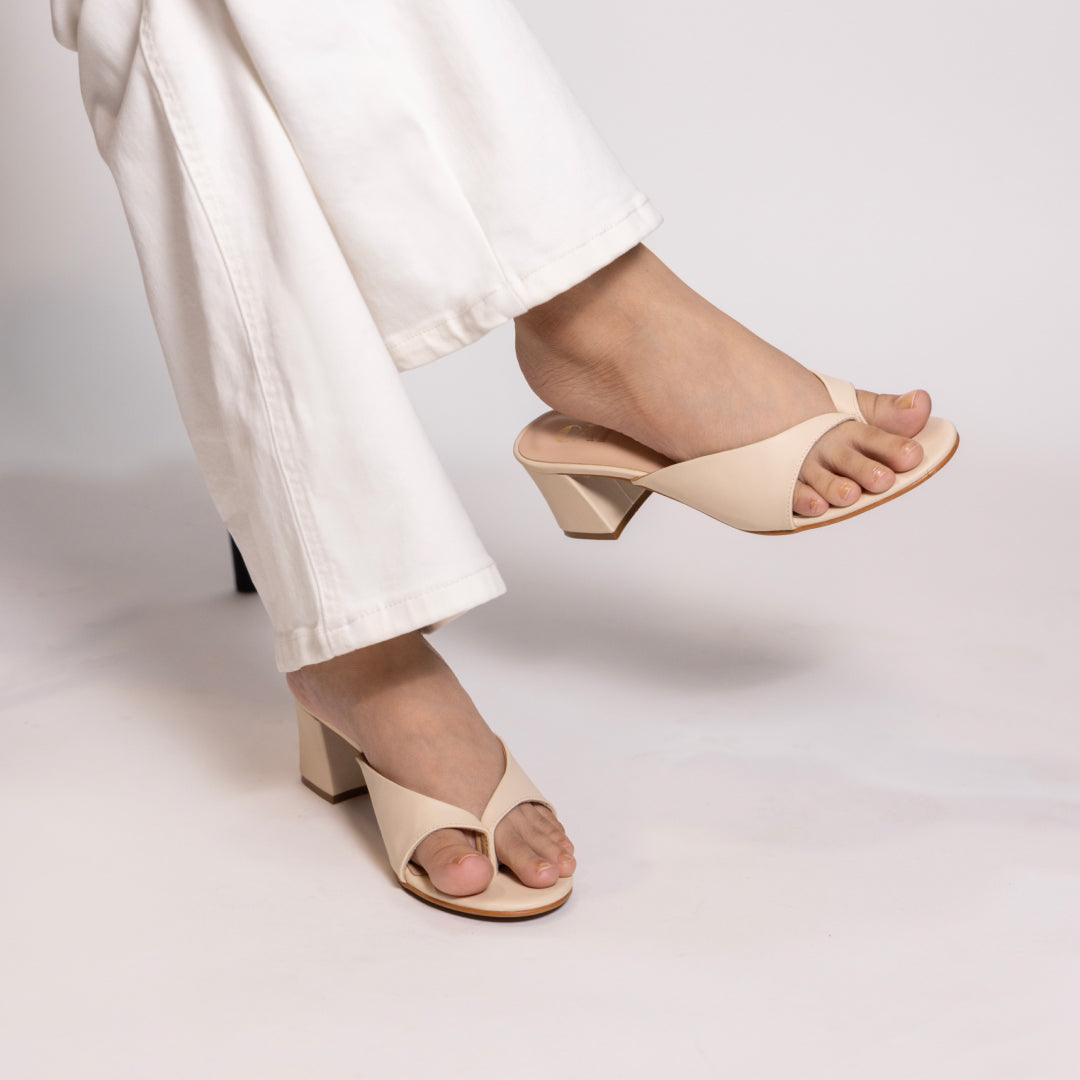 Cream Toe Stopper Heels