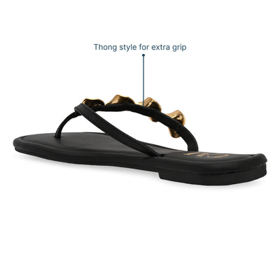 Gold Pebble Black Flats