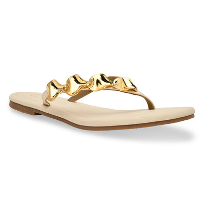 Gold Pebble Cream Flats
