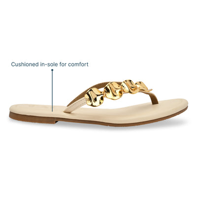 Gold Pebble Cream Flats