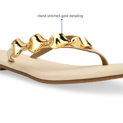 Gold Pebble Cream Flats