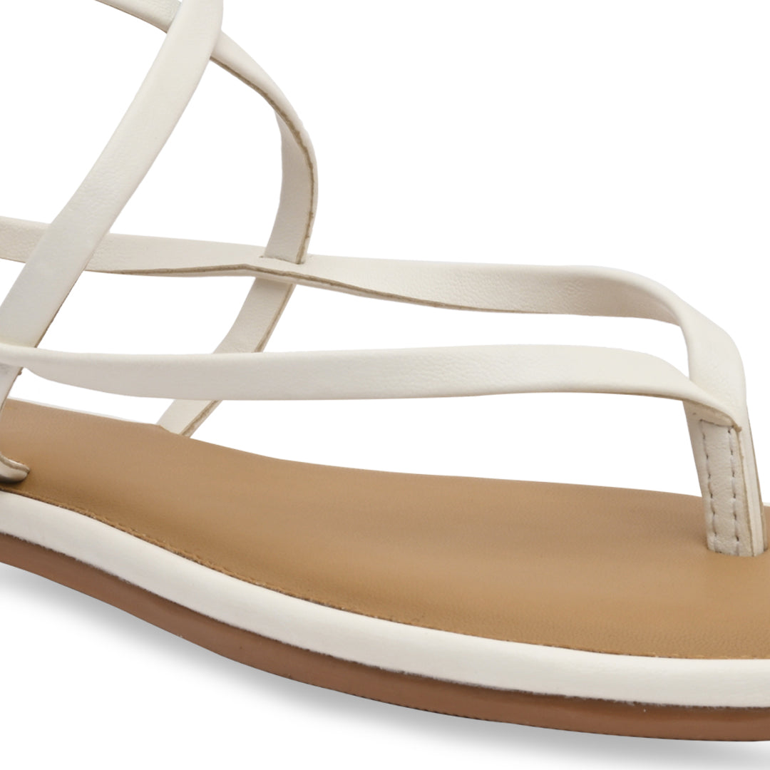 White Strings Ankle Flats