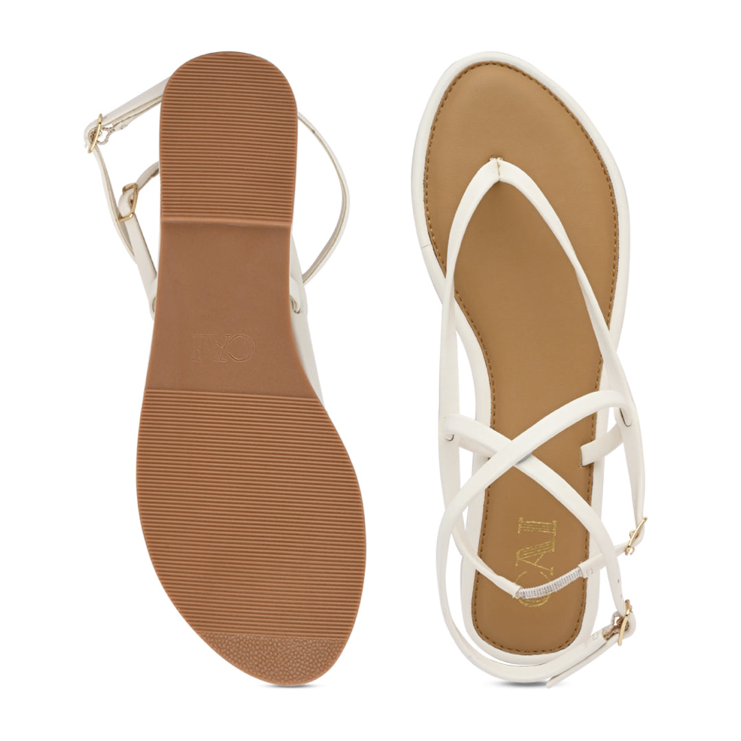 White Strings Ankle Flats