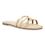 Multi Buckled Cream Flats