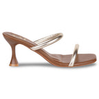 Dual Strap Gold Tan Heels