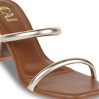 Dual Strap Gold Tan Heels