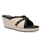 Canvas Rivet Black Wedges