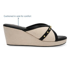 Canvas Rivet Black Wedges