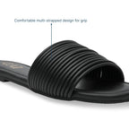 Multi Strapped Black Flats