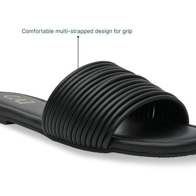 Multi Strapped Black Flats