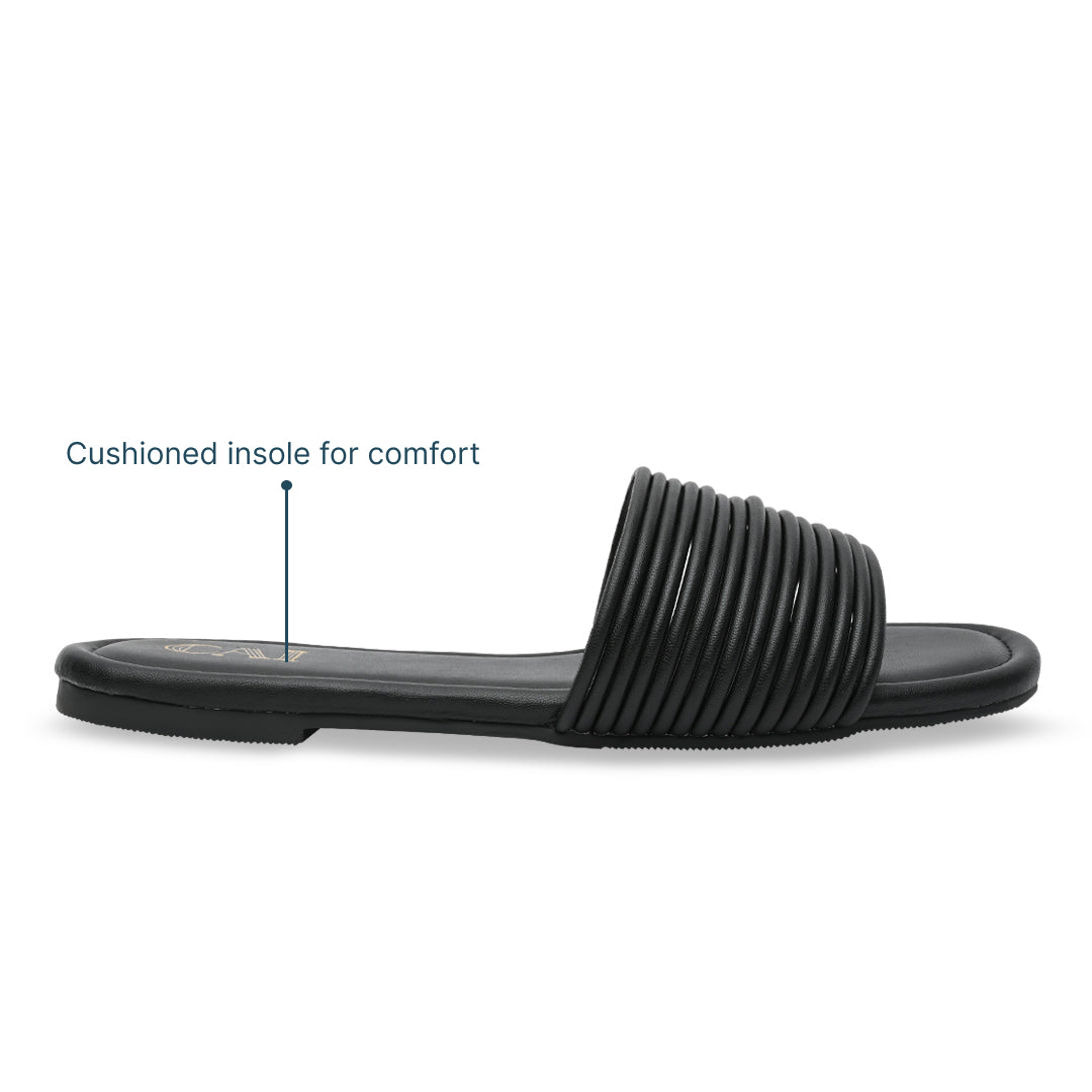 Multi Strapped Black Flats