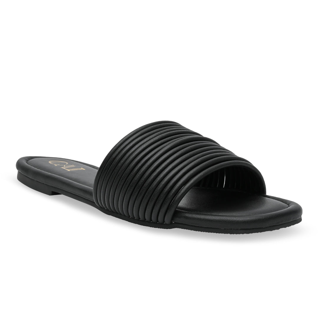 Multi Strapped Black Flats