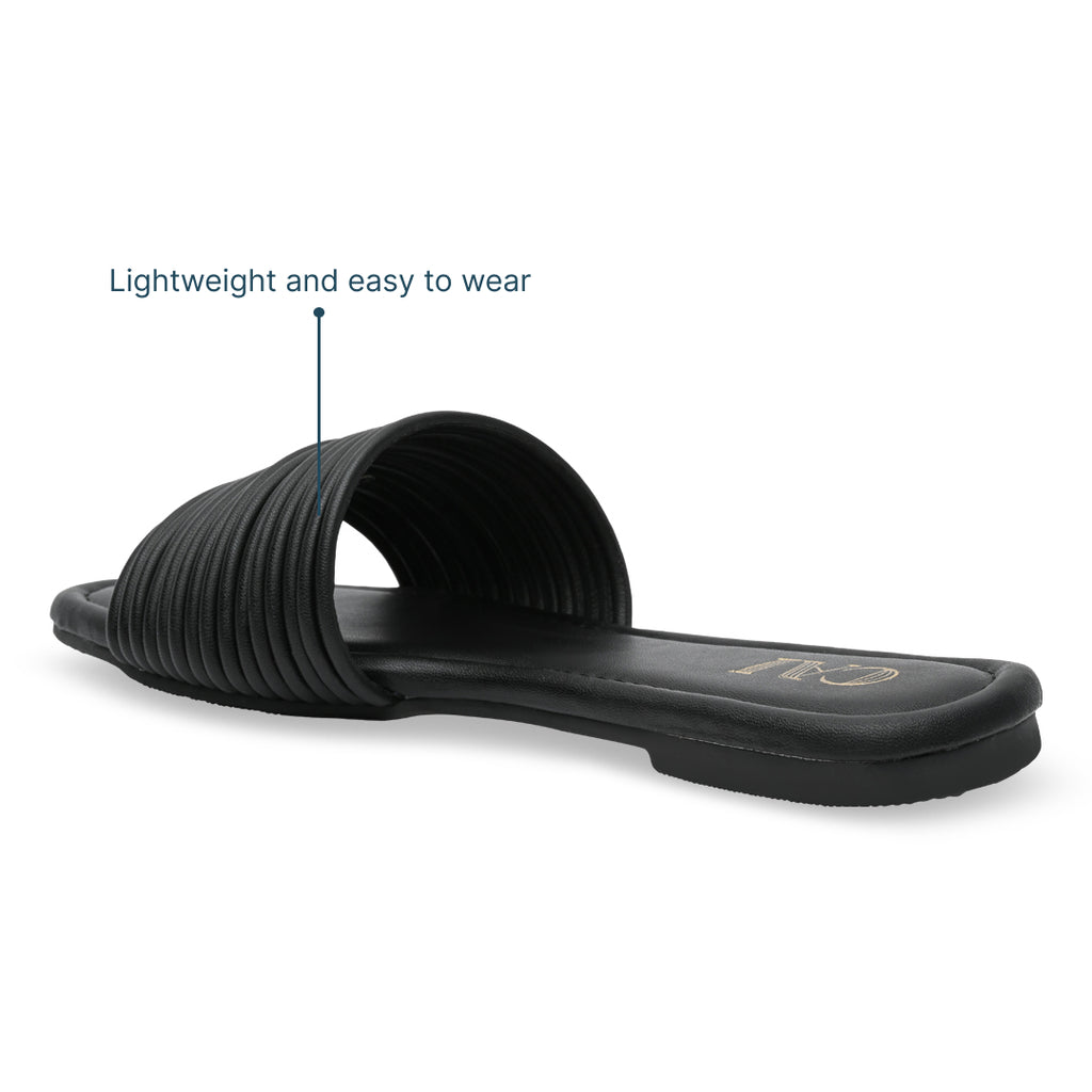 Multi Strapped Black Flats