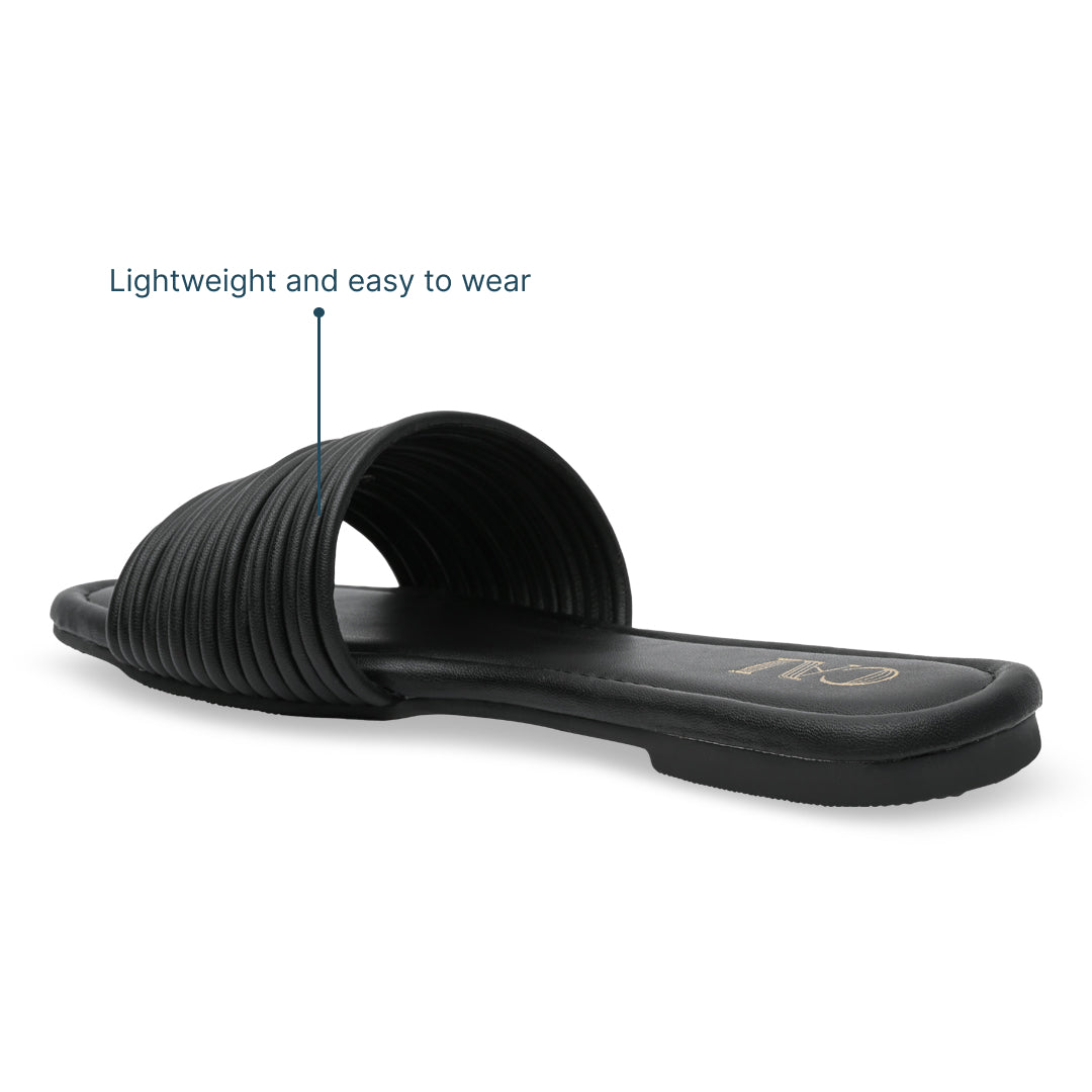 Multi Strapped Black Flats